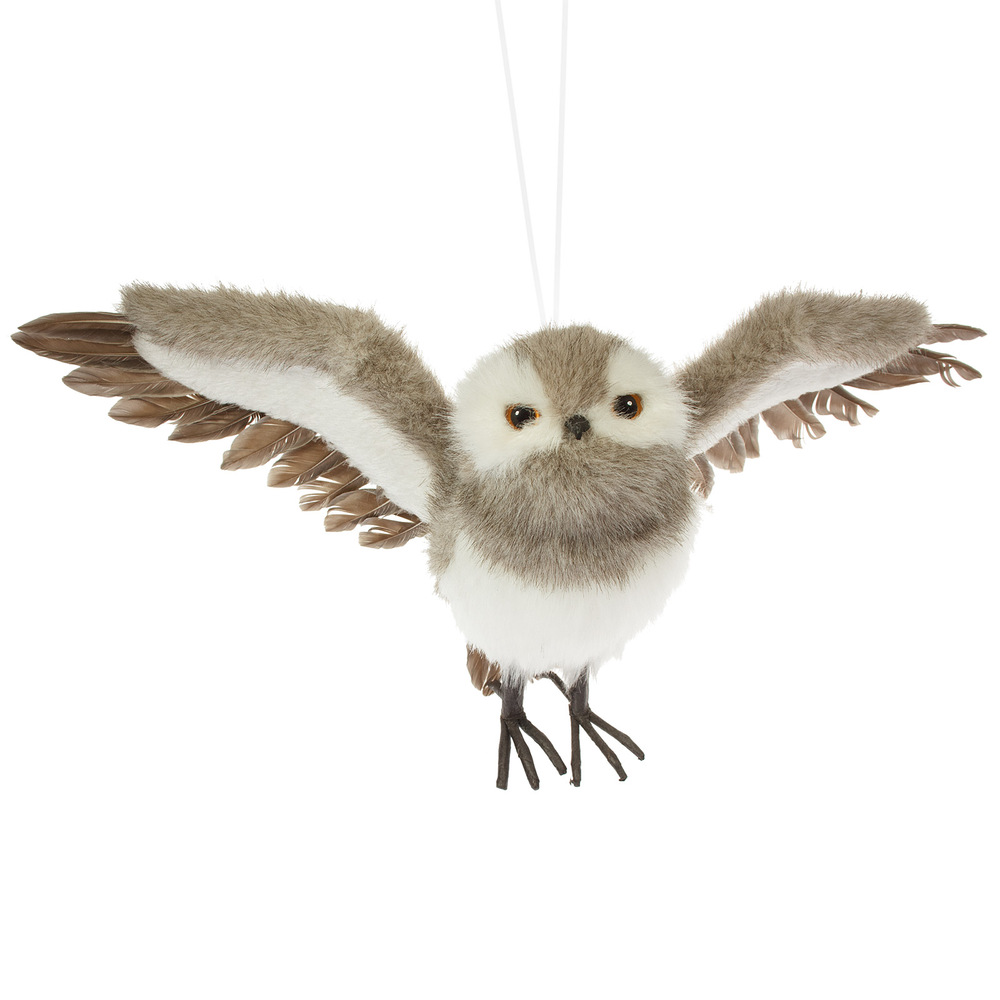 Фигурка "Сова летящая" (иск. мех), 44x11xH21 см Серый