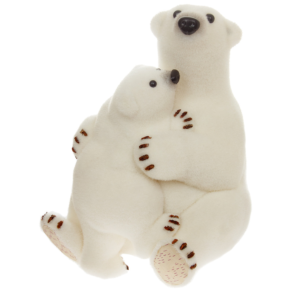 Фигура "Медведица с медвежонком" (флок), 31x30xH37 см Белый