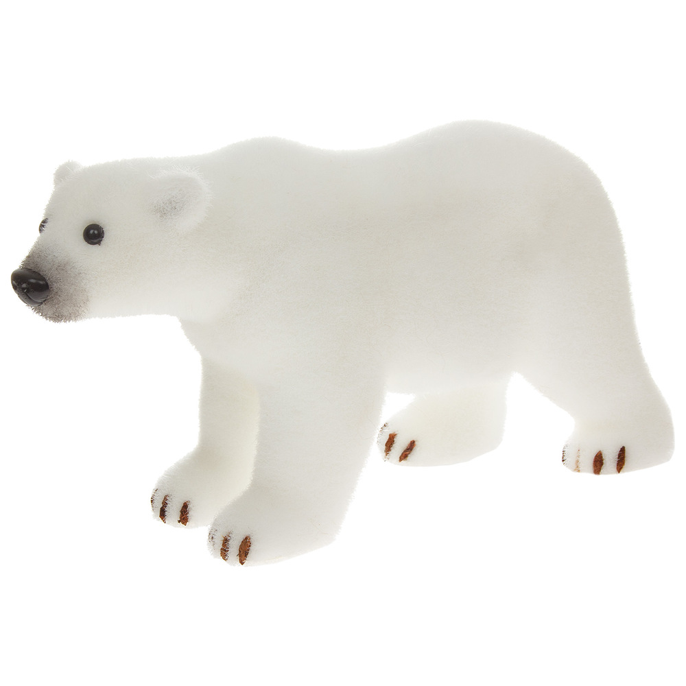 Фигура "Медведь" (флок), 37x18xH22 см Белый