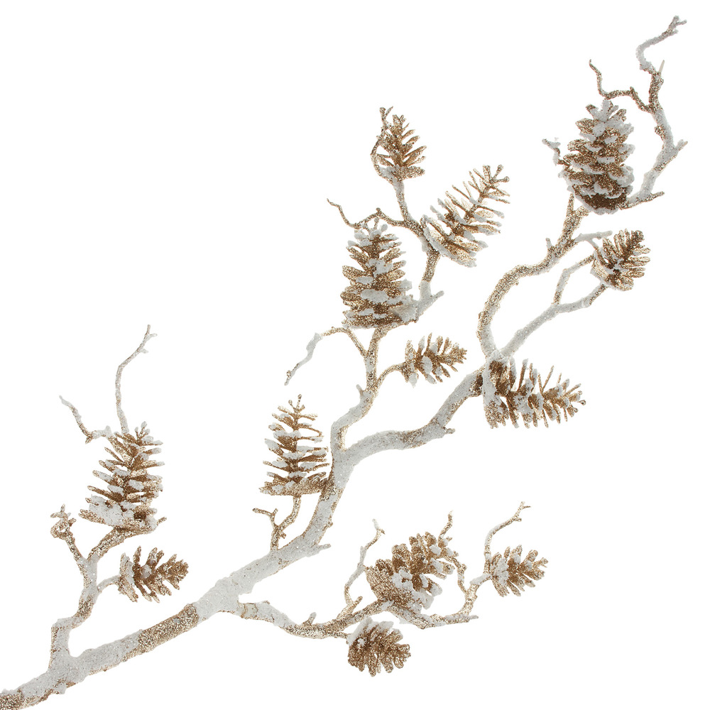 Ветка с шишками искусственная (пластик), Н99 см Натуральный