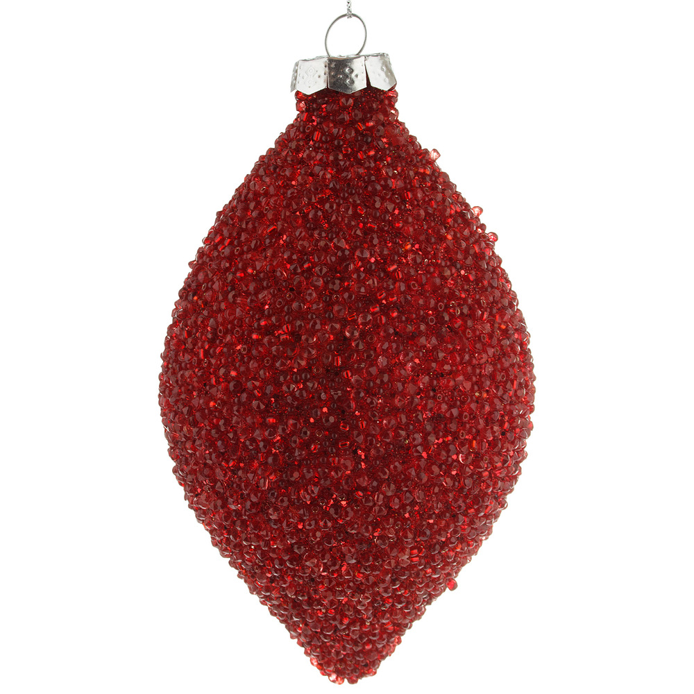 Елочная игрушка "Олива" (стекло), Н10 см Красный