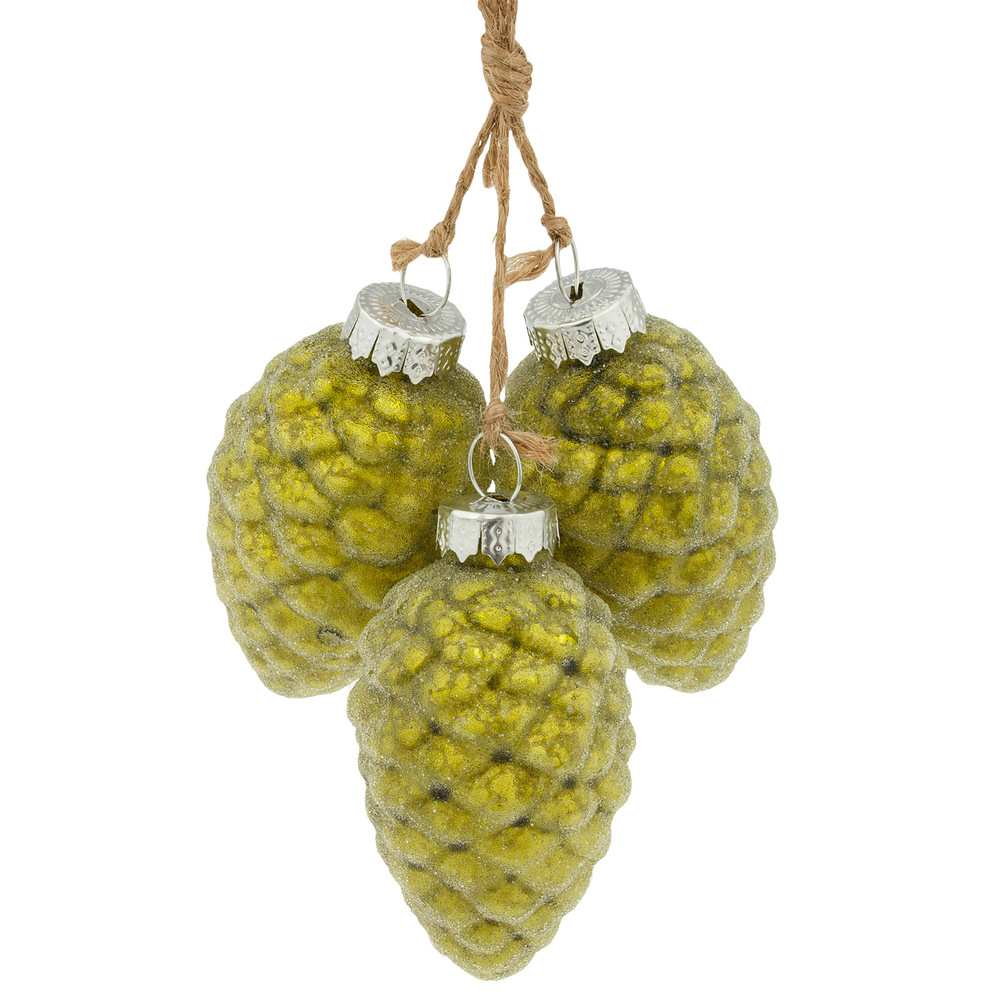 Елочная игрушка "Шишки в связке" (стекло), D4xH6,5 см Зеленый