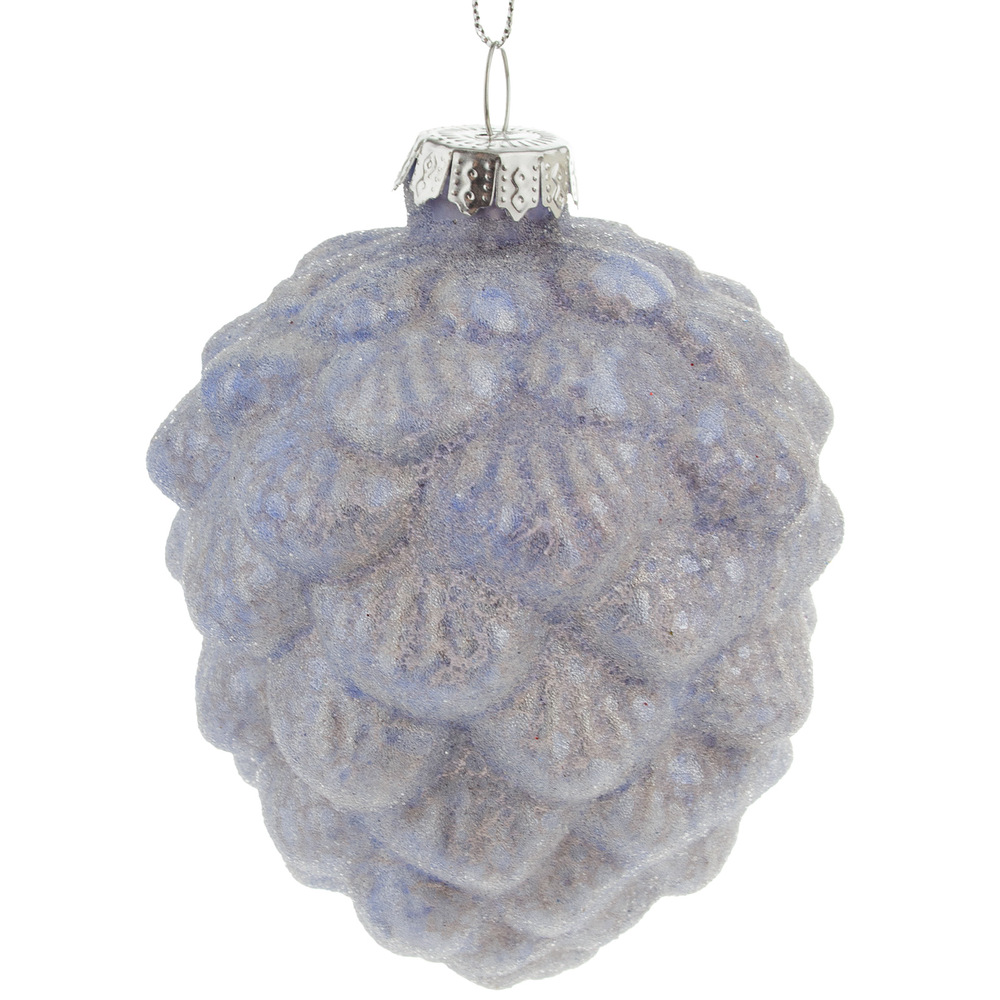 Елочная игрушка "Шишка" (стекло), D8xH9 см Сиреневый