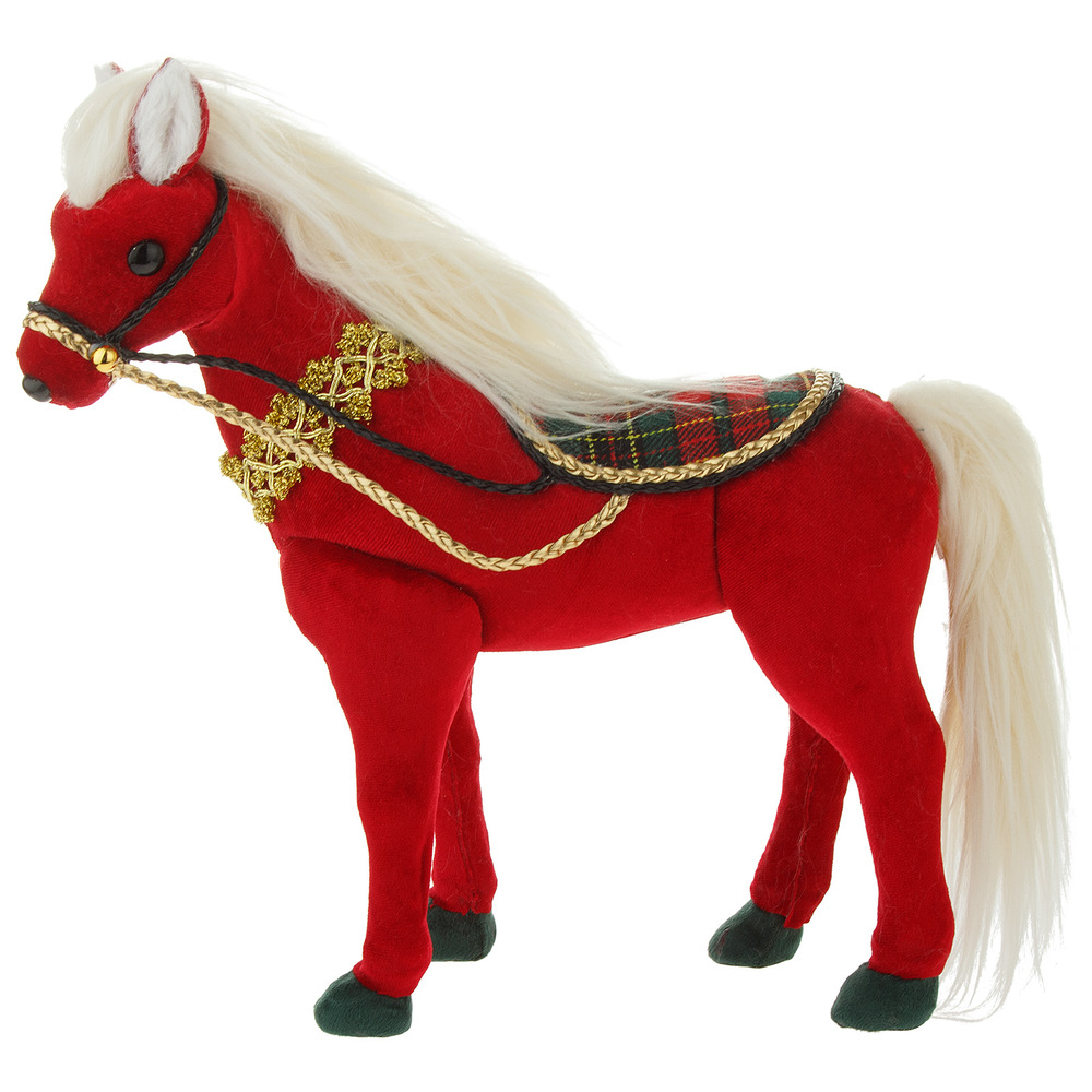 Фигура "Лошадь" (ткань), 25x8xH25 см Красный