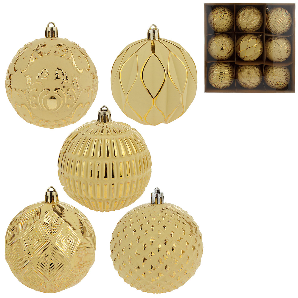 Елочная игрушка "Шар, лимон" (пластик), D8 см, набор (9 шт) Светло-желтый