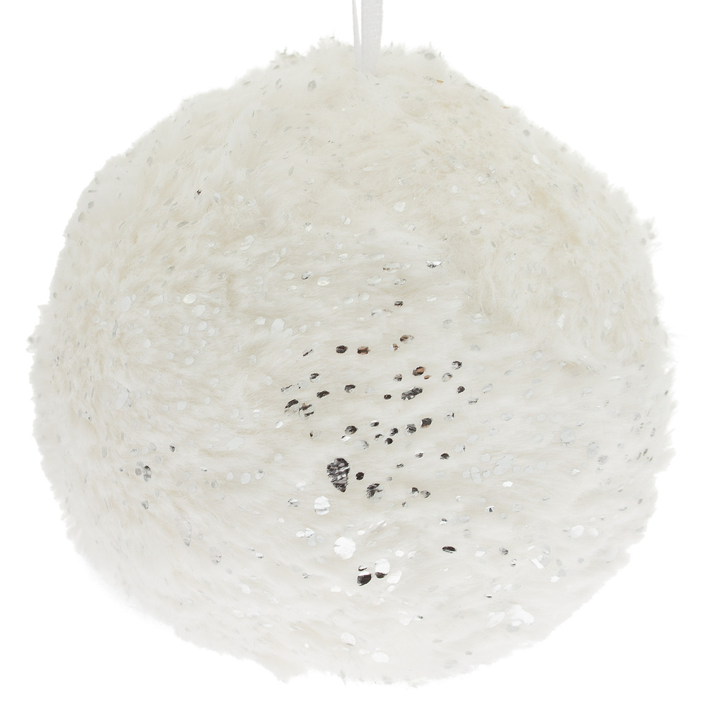 Елочная игрушка "Шар" (иск. мех), D10 см Белый
