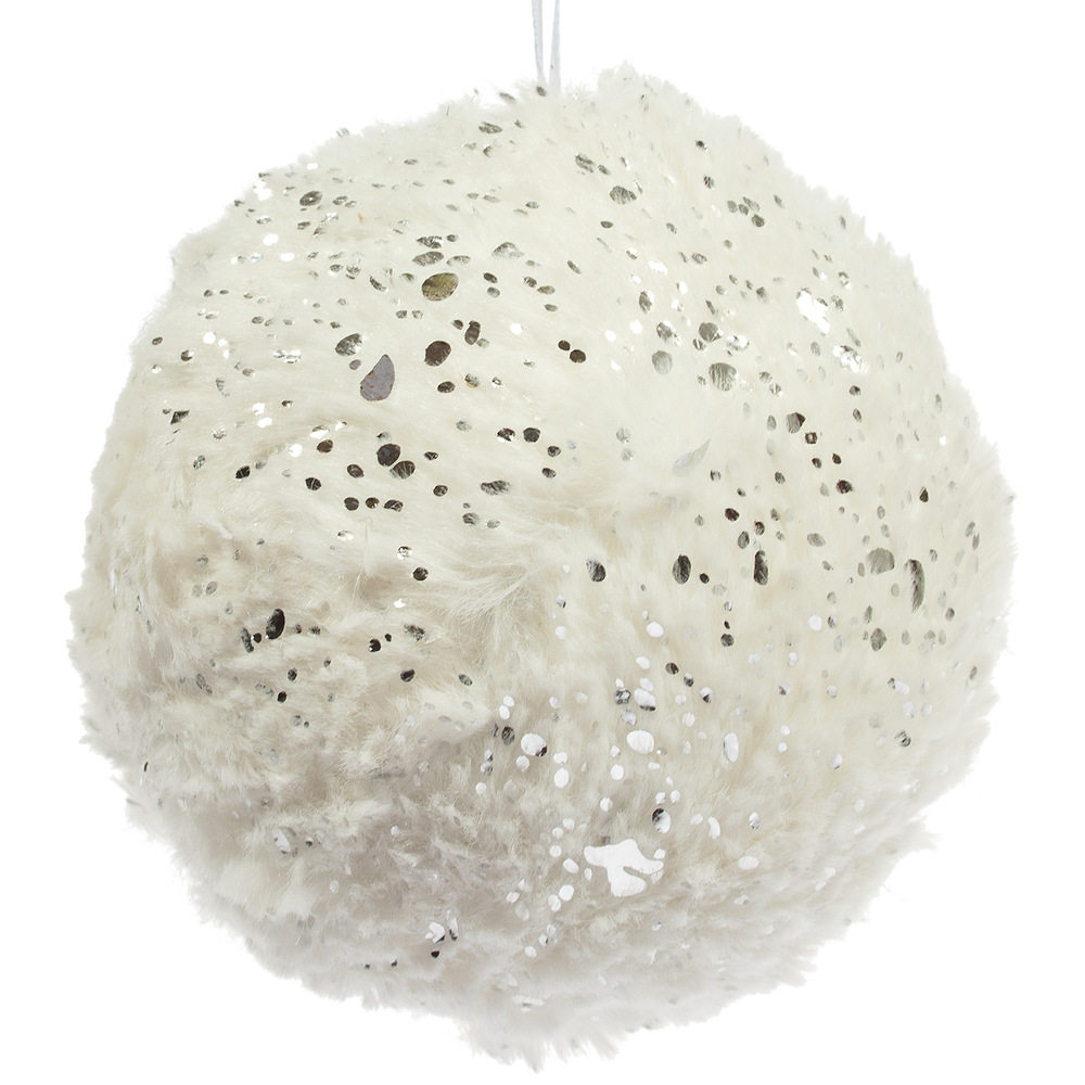 Елочная игрушка "Шар" (искусственный мех), D16 см Белый