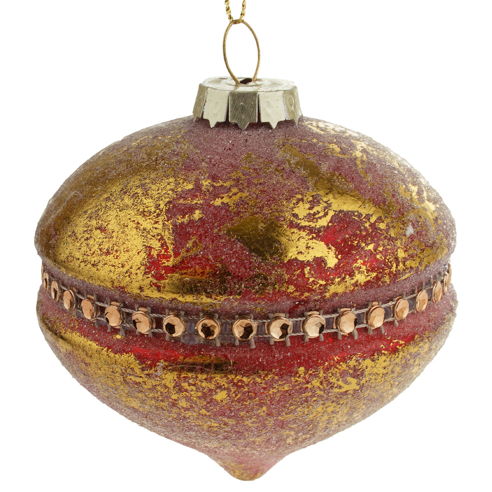 Елочная игрушка "Луковка" (стекло), D8 см Красный