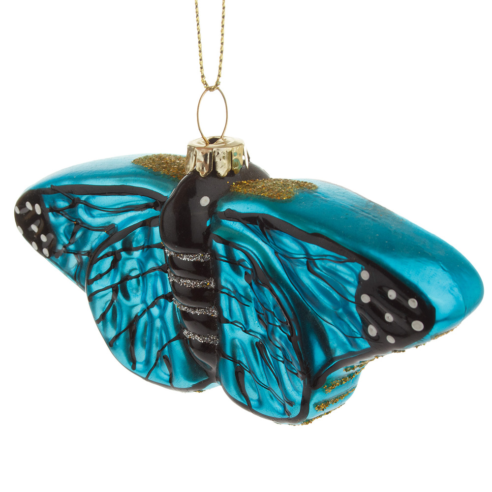 Елочная игрушка "Бабочка" (стекло), 11х2,5хН5 см Синий