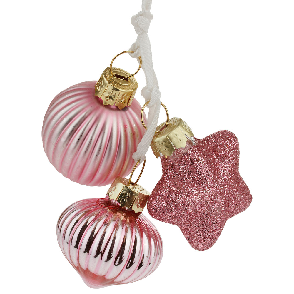 Елочная игрушка "Шар, луковка, звезда в связке" (стекло), D3,5 см Красный