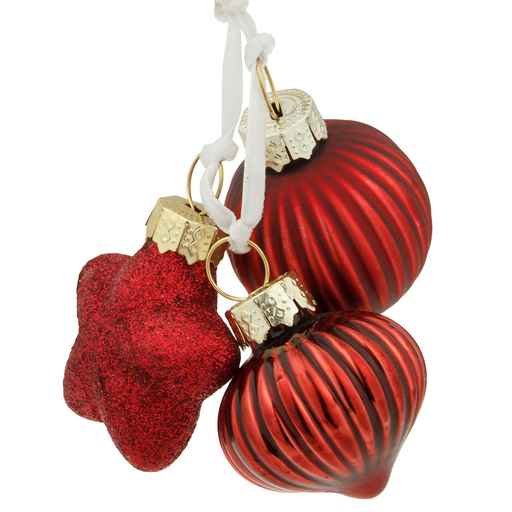 Елочная игрушка "Шар, луковка, звезда в связке" (стекло), D3,5 см Розовый