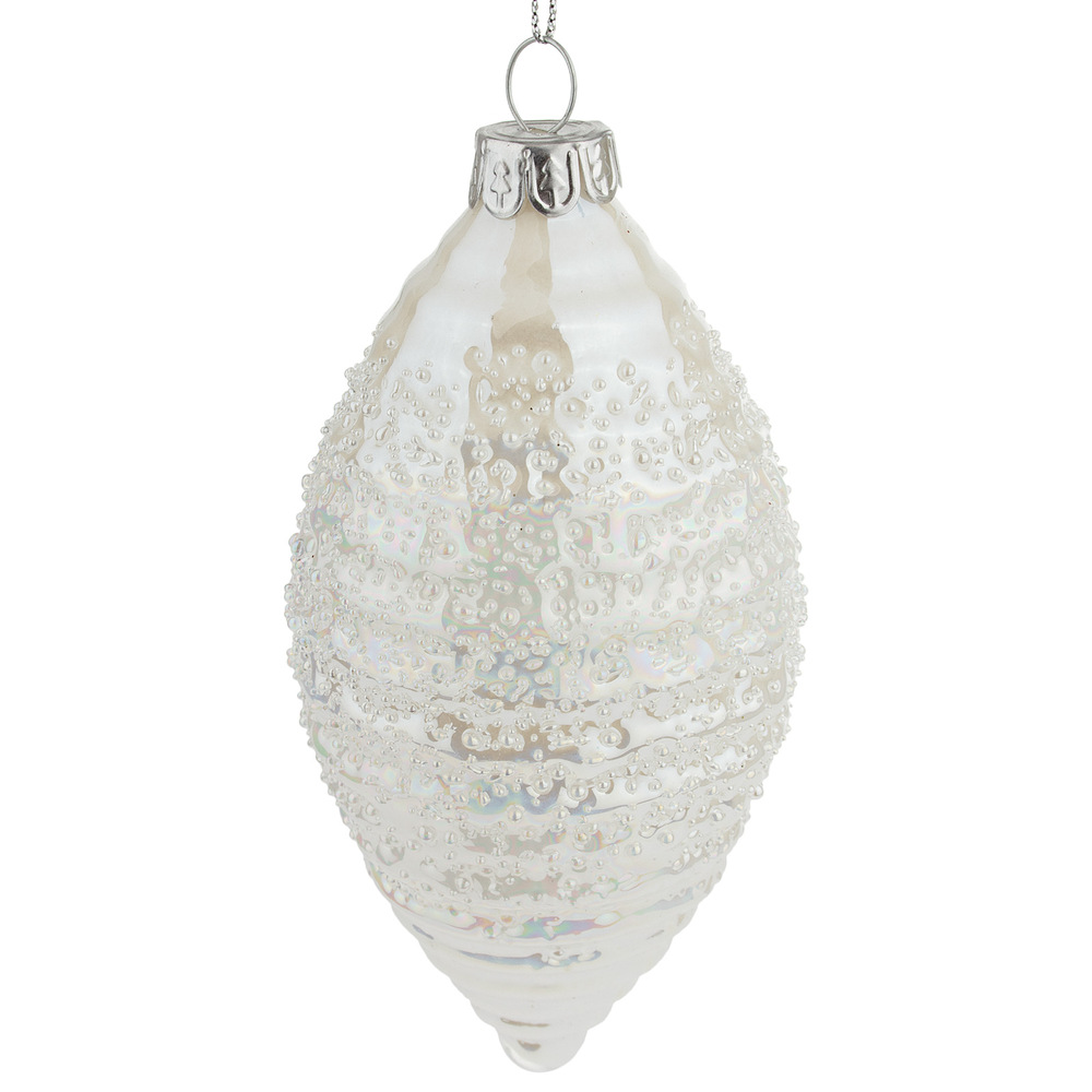 Елочная игрушка "Олива" (стекло), D6хН12 см Белый
