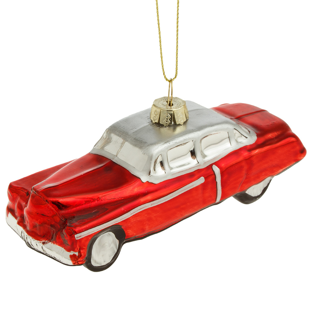 Елочная игрушка "Машина" (стекло), 12х5хН4 см Красный