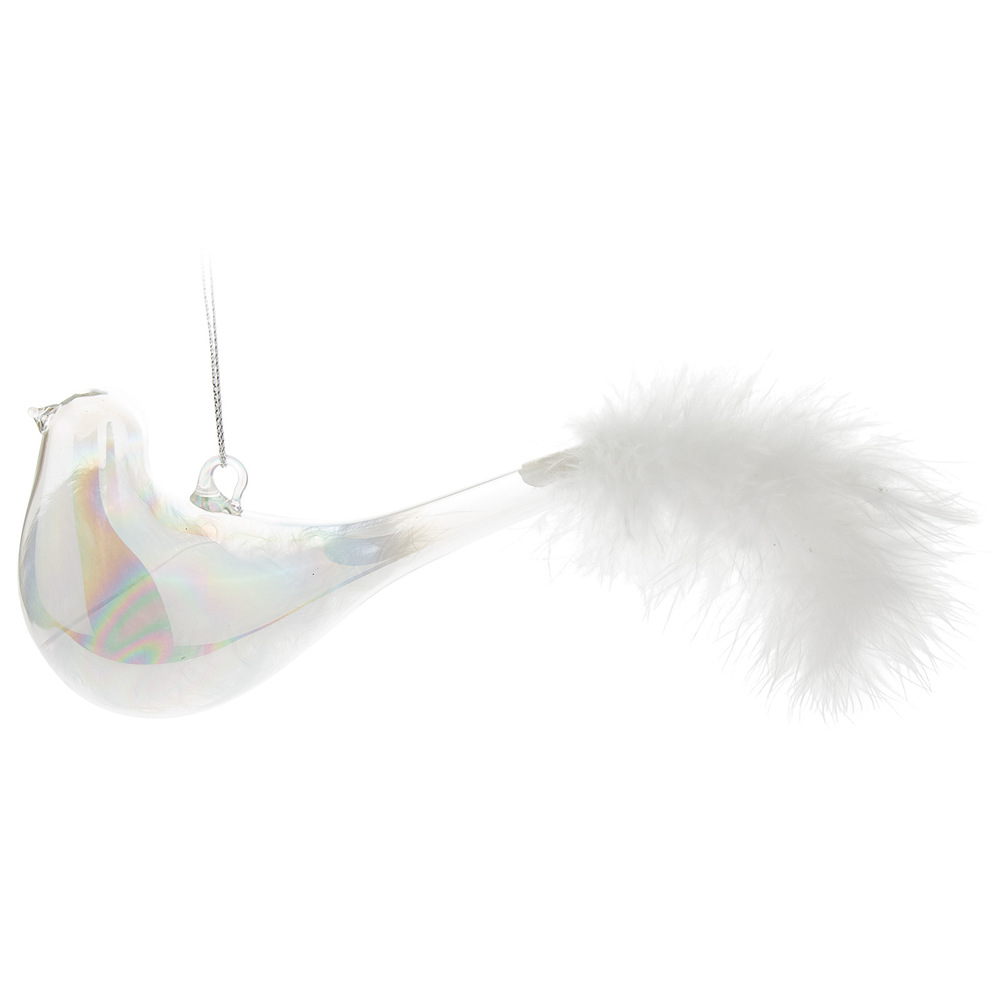 Елочная игрушка "Птичка" (стекло), 11x4xH4 см Белый