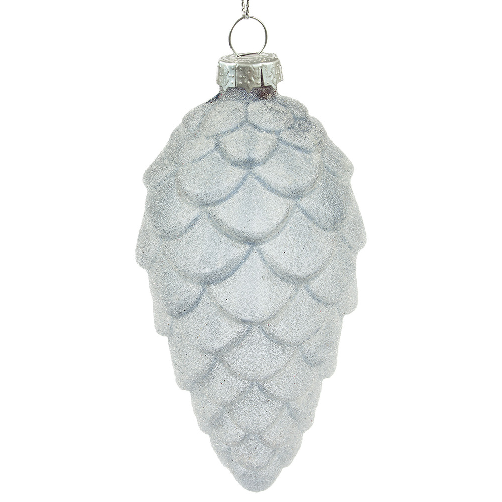 Елочная игрушка "Шишка" (стекло), D6xH12 см Светло-голубой