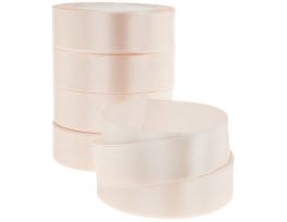 Лента атлас, 25 ммx25 ярд Кремовый-розовый