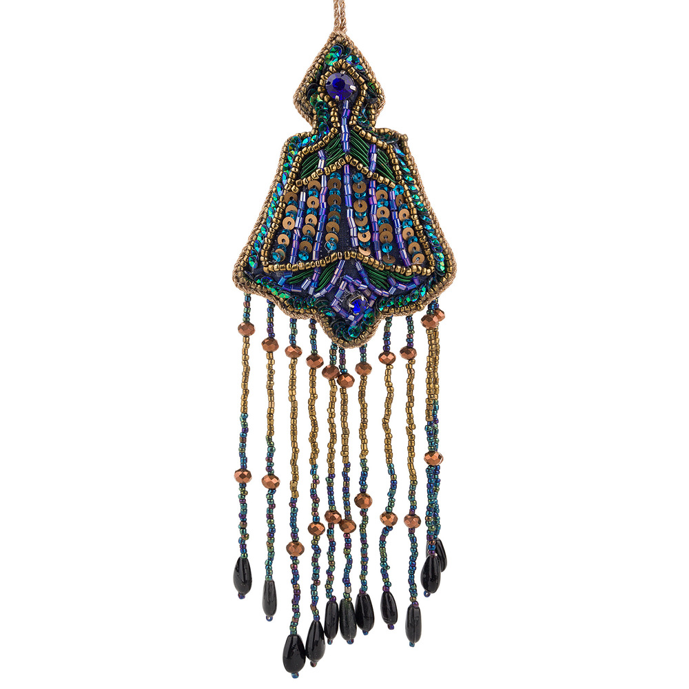 Елочная игрушка "Подвеска" (бархат, бисер) Синий