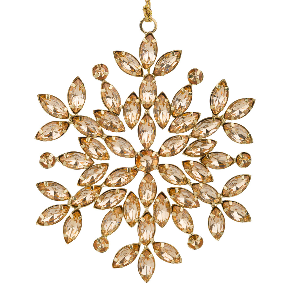Елочная игрушка "Снежинка" (металл, стразы) Золотой