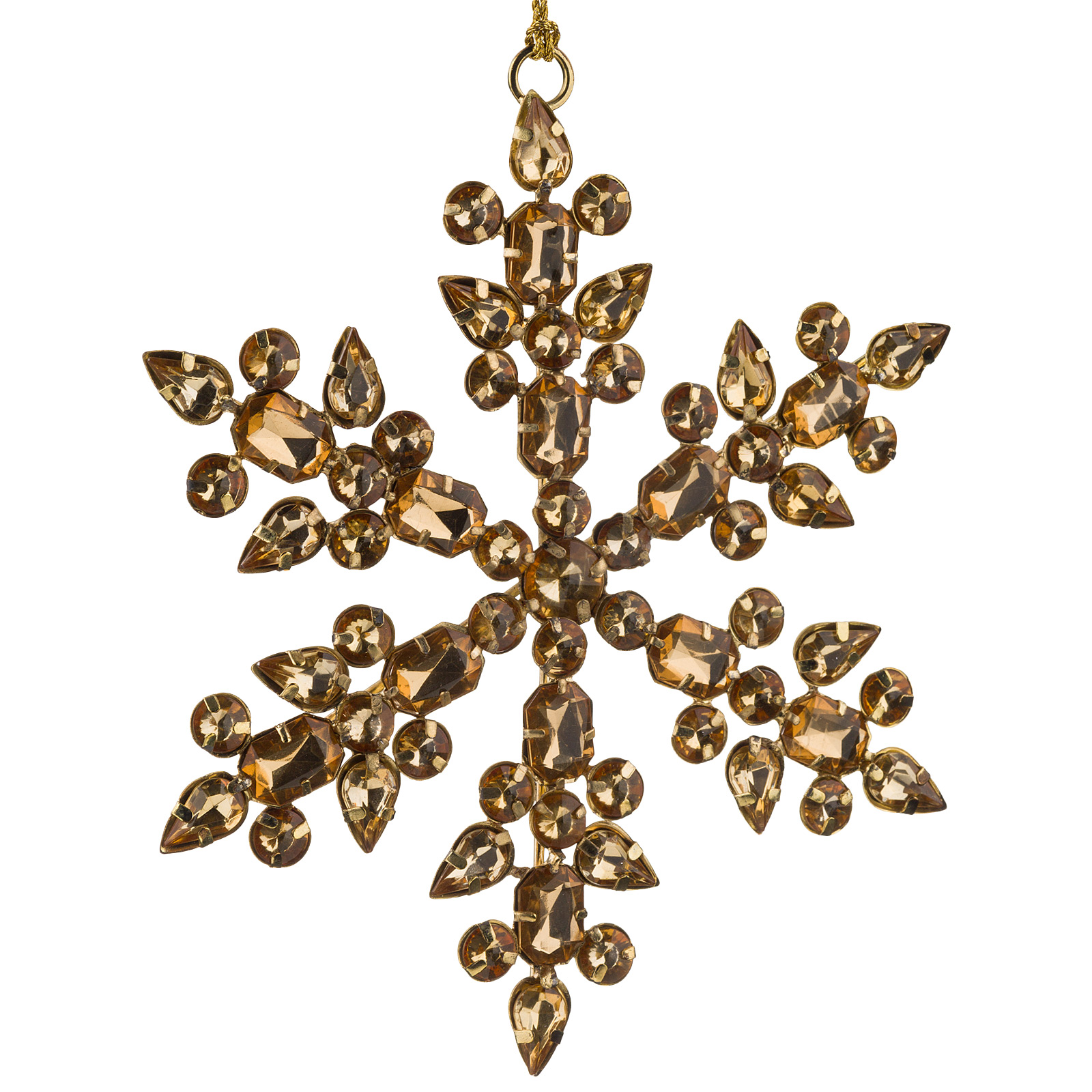 Елочная игрушка "Снежинка" (металл, стразы), D14 см Коричневый