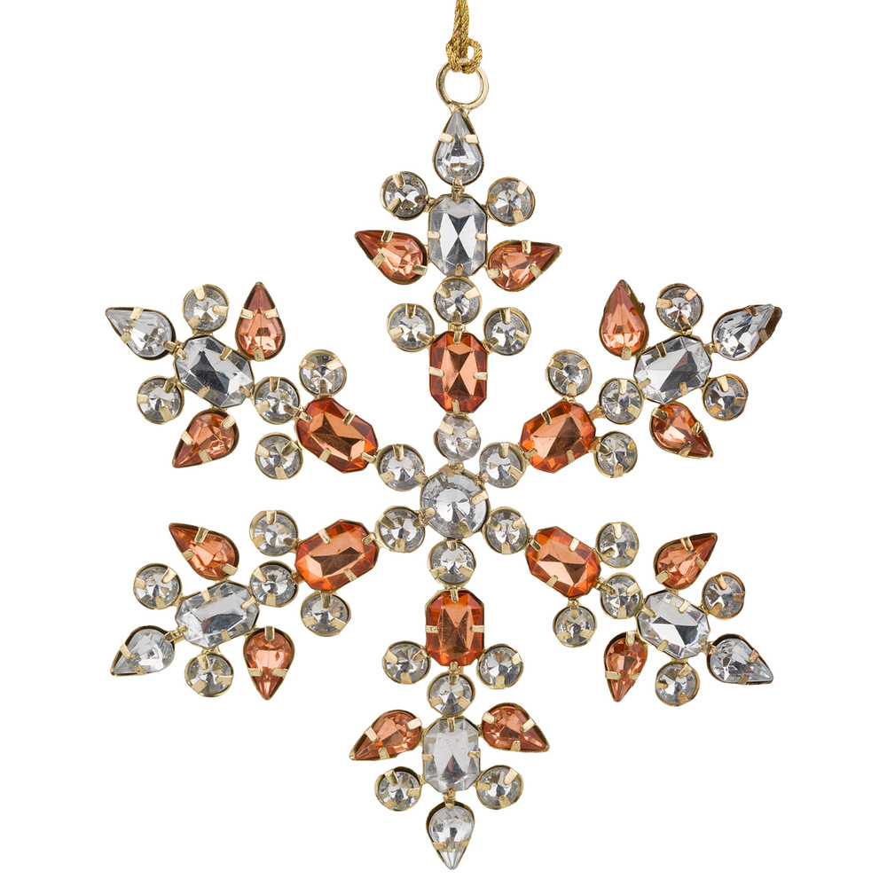 Елочная игрушка "Снежинка" (металл, стразы) Белый