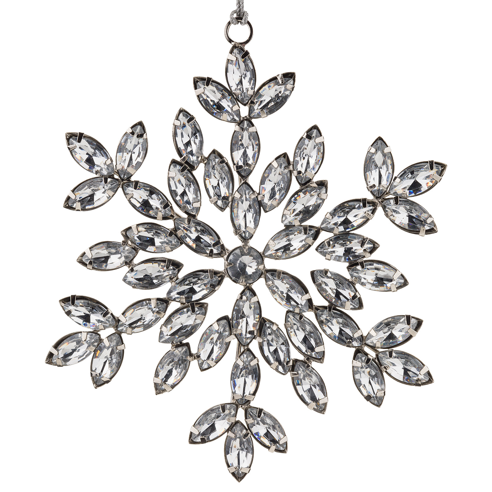 Елочная игрушка "Снежинка" (металл, стразы), D16 см Синий