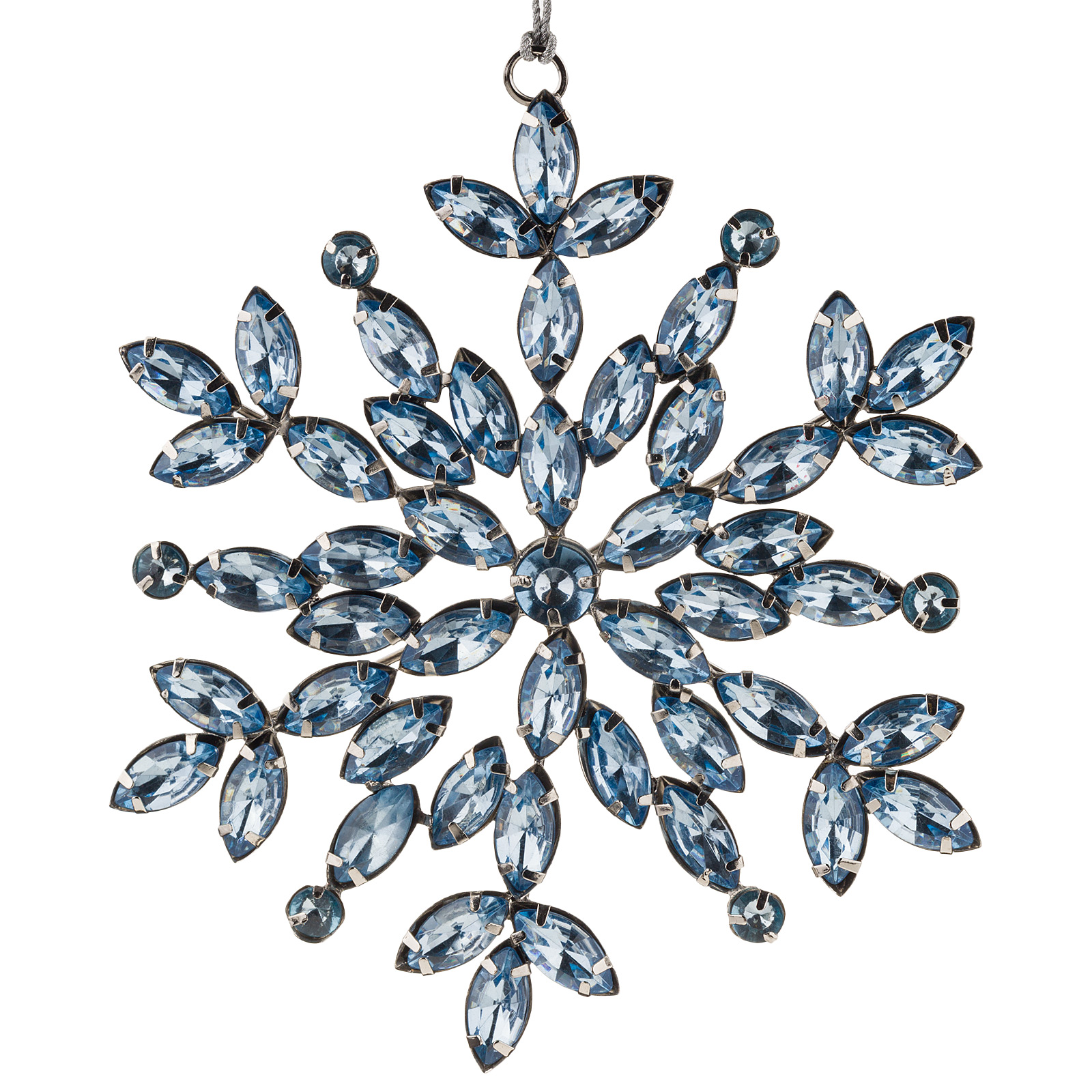 Елочная игрушка "Снежинка" (металл, стразы), D13,5 см Синий