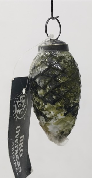 Елочная игрушка "Шишка" (стекло), H7,5 см Зеленый