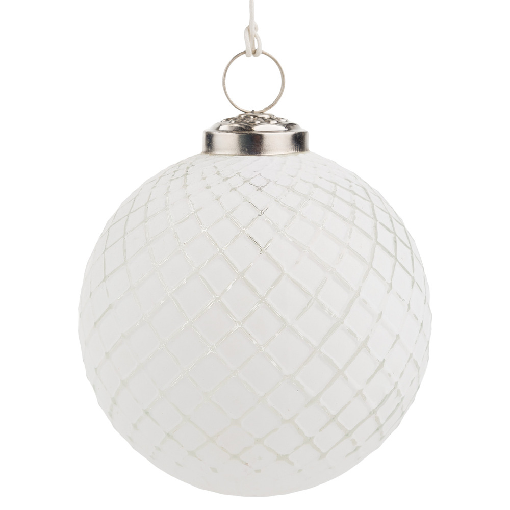 Елочная игрушка "Шар" (стекло), D10 см Белый