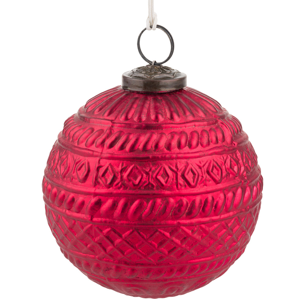 Елочная игрушка "Шар" (стекло), D10 см Красный