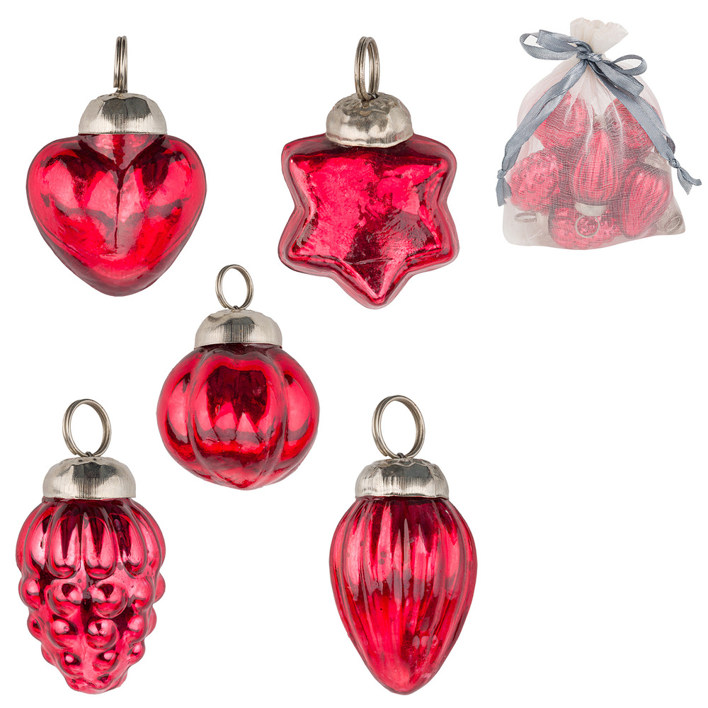 Елочная игрушка "Шар" (стекло), D2,5 см, набор (10 шт) Красный