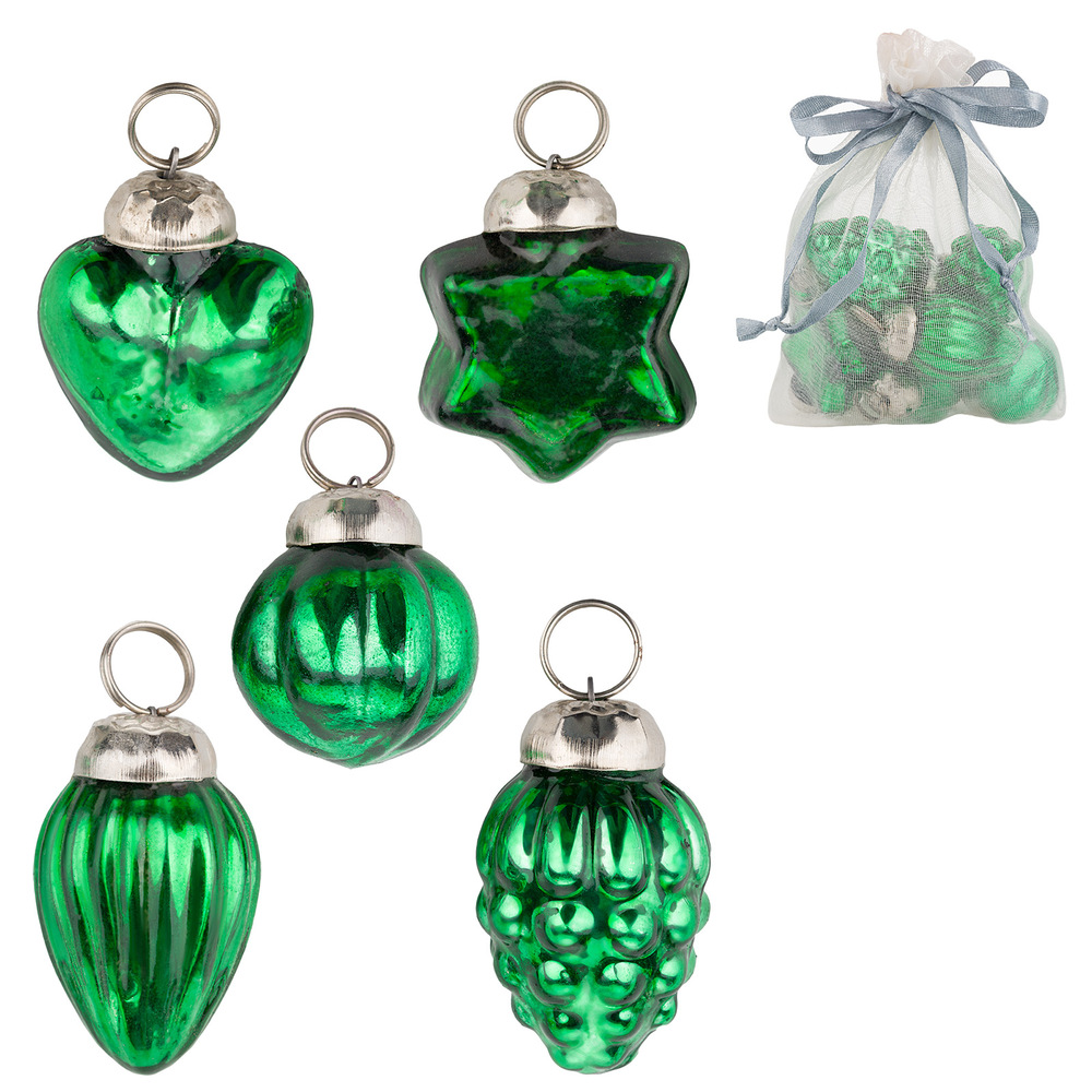Елочная игрушка "Шар" (стекло), D2,5 см, набор (10 шт) Зеленый