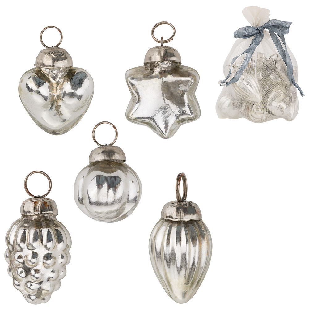 Елочная игрушка "Шар" (стекло), D2,5 см, набор (10 шт) Серебряный