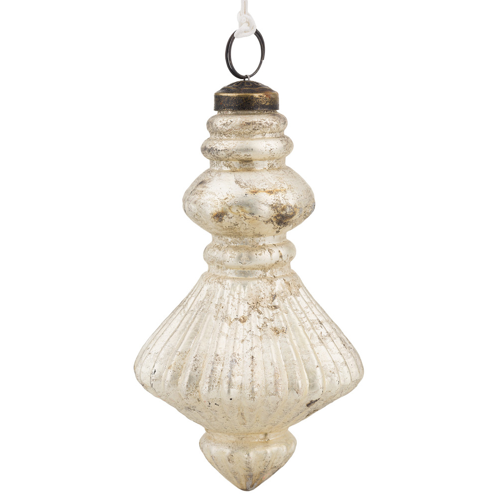 Елочная игрушка "Калабаш" (стекло), D8хН13 см Серебряный