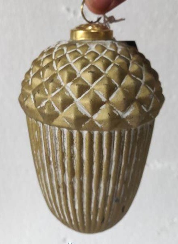 Елочная игрушка "Желудь" (стекло), D15 см Коричневый