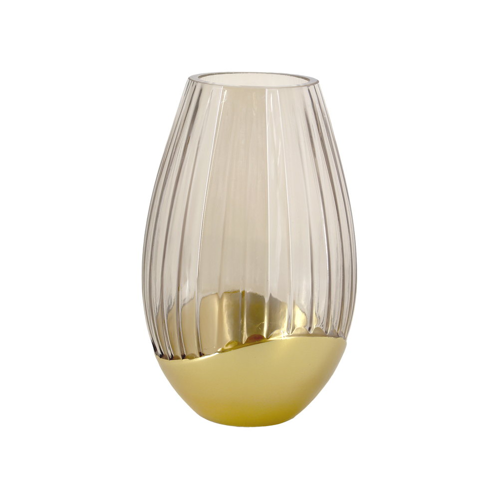 Ваза "Bohemia" (стекло), D14,5xH23 см Золотой-кремовый