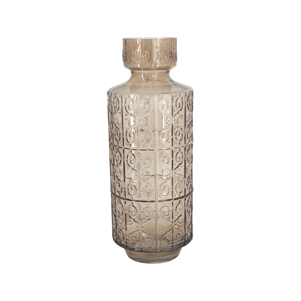 Ваза "Ornament" (стекло), D16xH41 см Кофейный