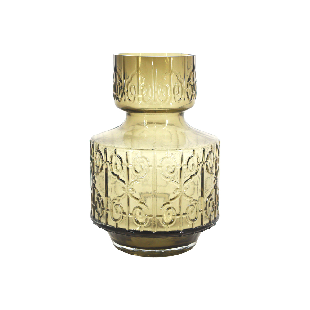 Ваза "Ornament" (стекло), D16xH21 см Кофейный