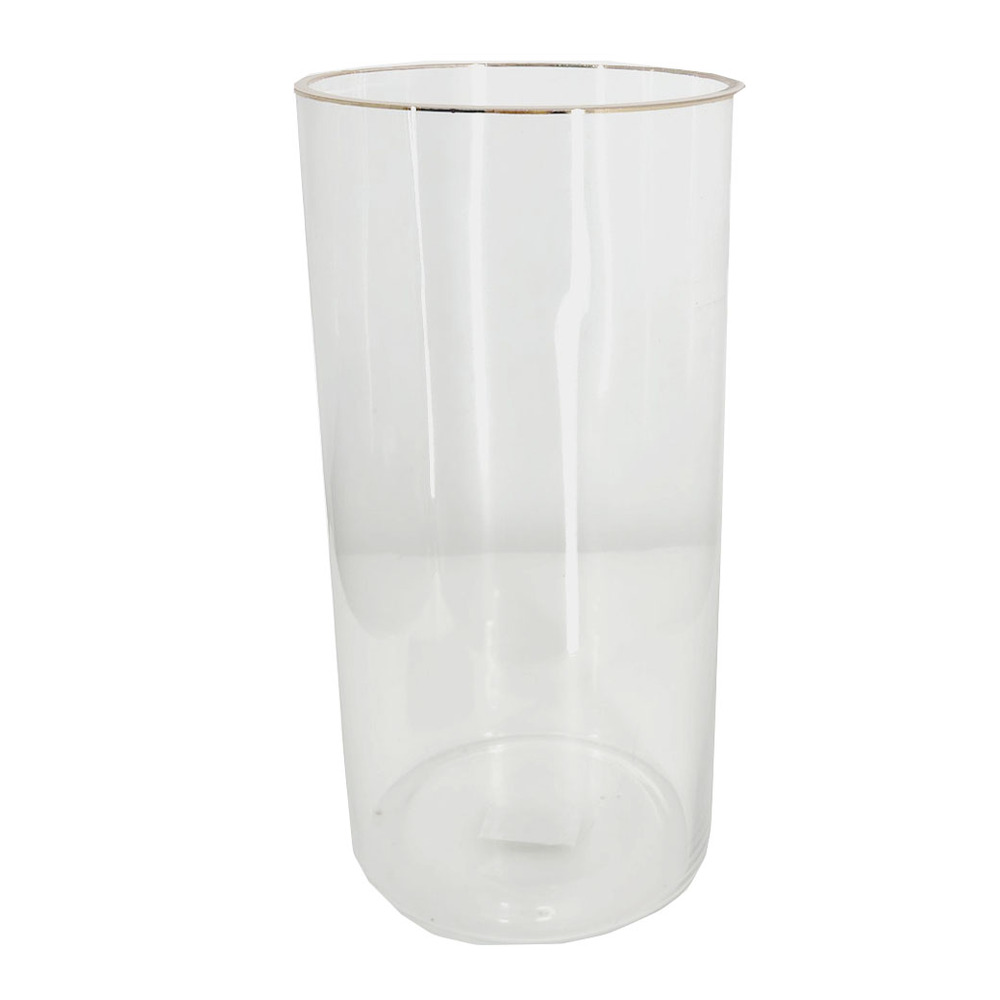 Ваза "Трубка 150" (стекло), D15xH30 см, с золотым ободком Прозрачный
