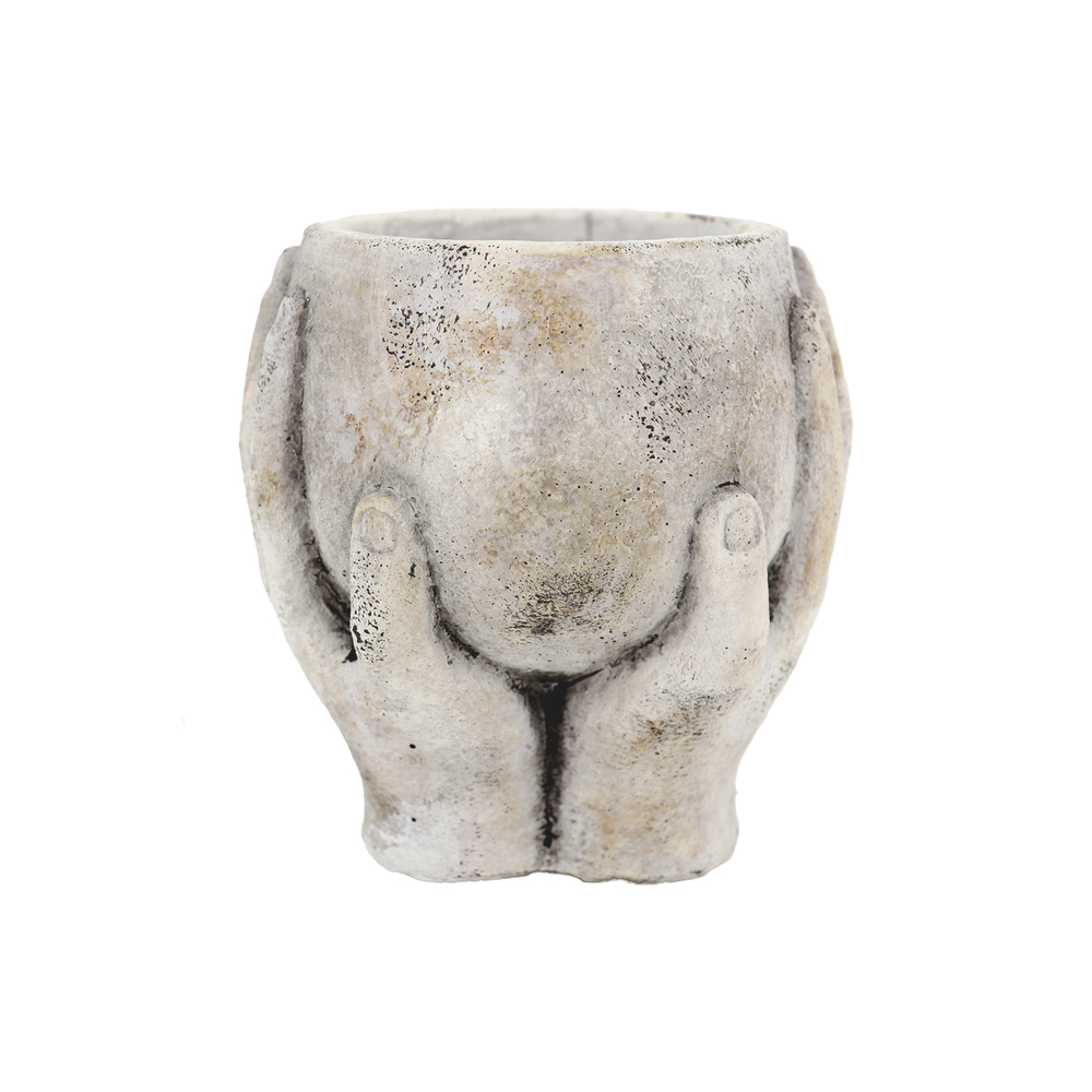 Кашпо "Hands" (керамика), D12хН13 см Серый