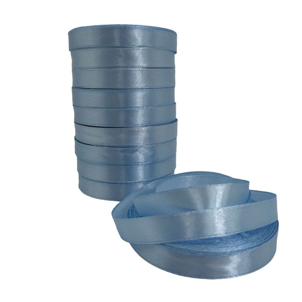 Лента атлас, 12 ммx25 ярд, набор (10 шт) Голубой