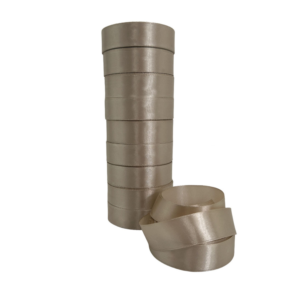 Лента атлас, 20 ммx25 ярд, набор (10 шт) Темно-бежевый