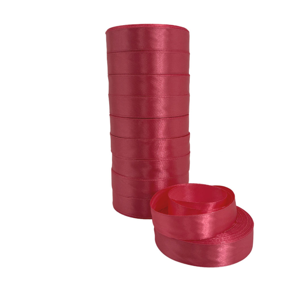 Лента атлас, 20 ммx25 ярд, набор (10 шт) Темно-розовый