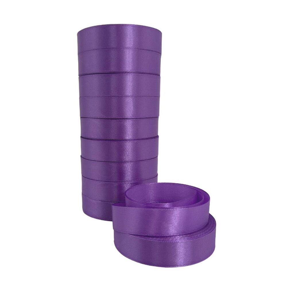 Лента атлас, 20 ммx25 ярд, набор (10 шт) Темно-фиолетовый