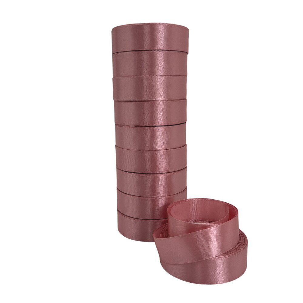 Лента атлас, 20 ммx25 ярд, набор (10 шт) Коричневый-розовый