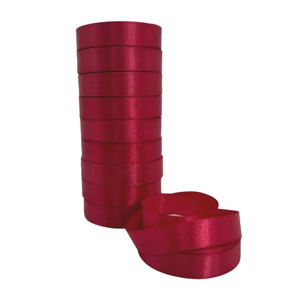 Лента атлас, 20 ммx25 ярд, набор (10 шт) Бордовый