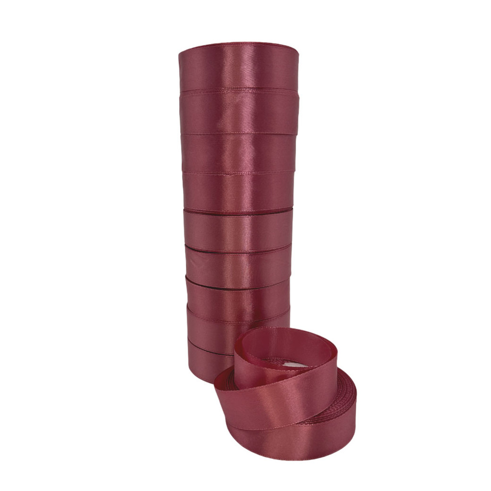 Лента атлас, 20 ммx25 ярд, набор (10 шт) Розовый-сливовый