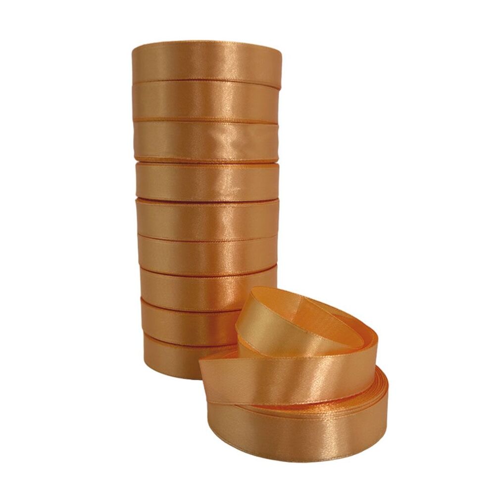 Лента атлас, 20 ммx25 ярд, набор (10 шт) Светло-оранжевый