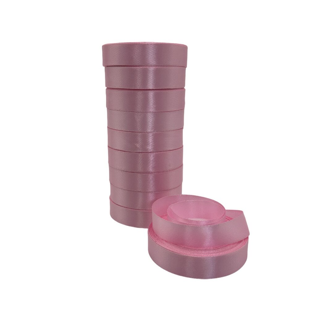 Лента атлас, 20 ммx25 ярд, набор (10 шт) Розовый-сиреневый