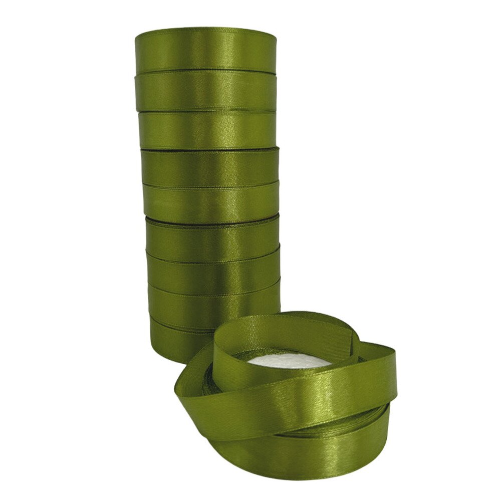 Лента атлас, 20 ммx25 ярд, набор (10 шт) Оливковый