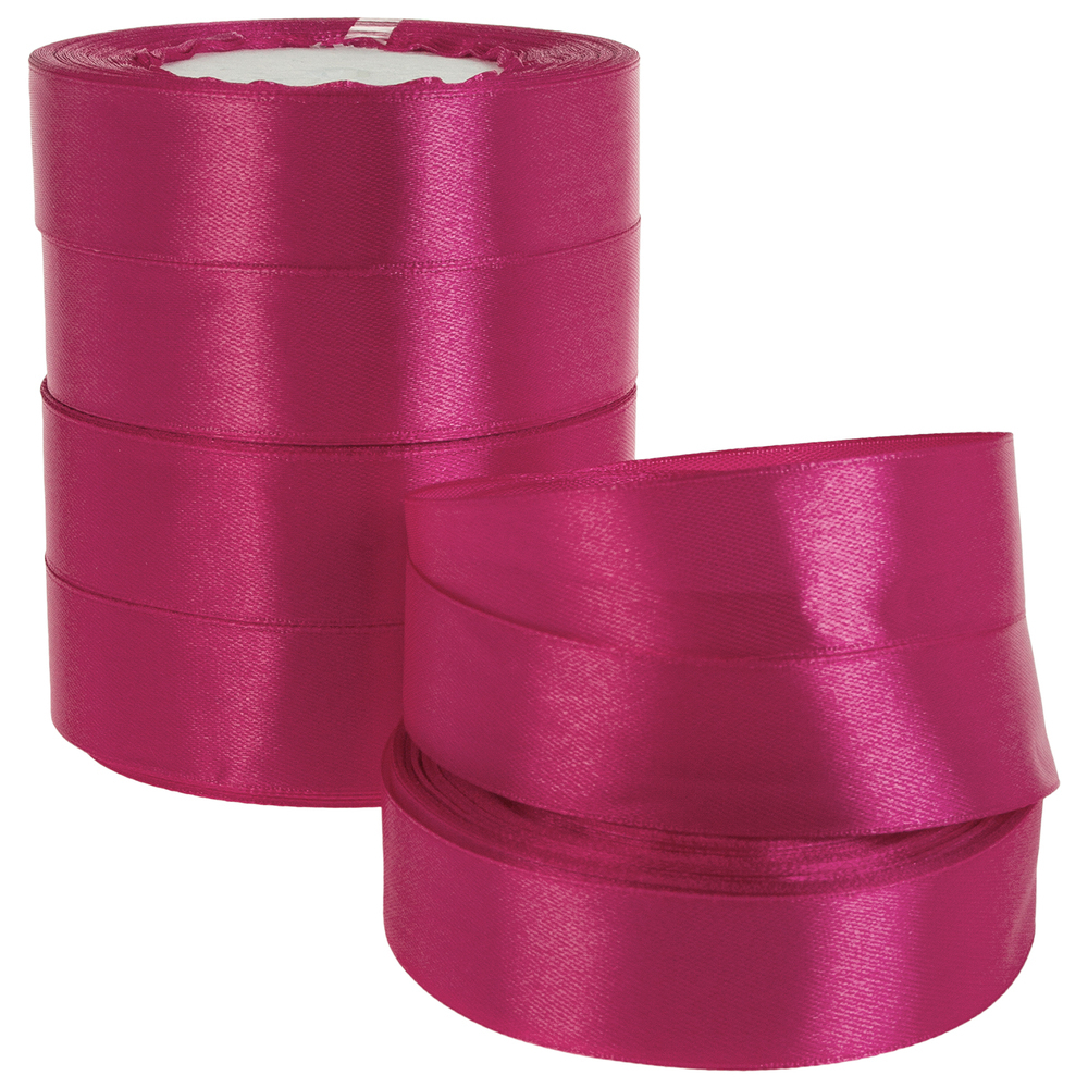 Лента атлас, 25 ммx25 ярд, набор (5 шт) Ягодный